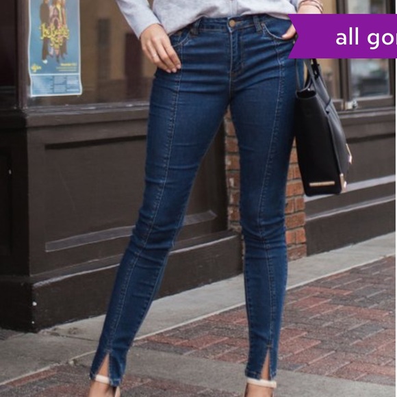 Amaryllis Denim - Amaryllis Medium Wash Slit-Front Skinny Jeans